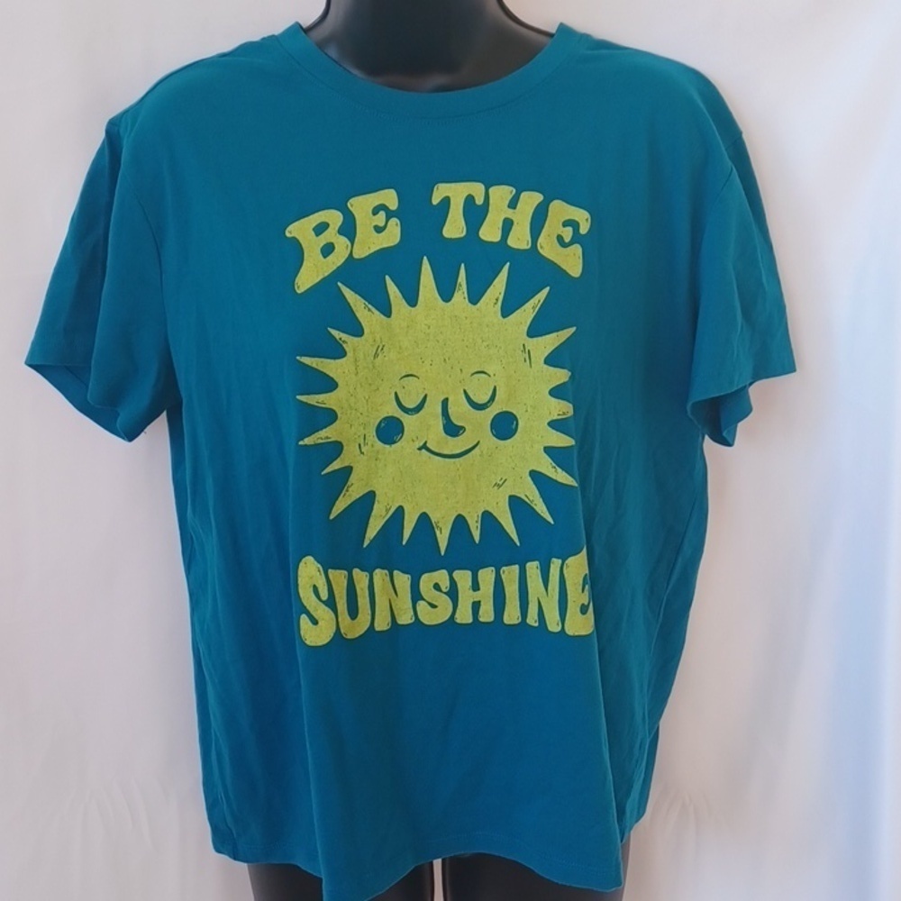 Sonoma Blue-green Soft Easy Care Tee Shirt Size M, Be Tge Sunshine